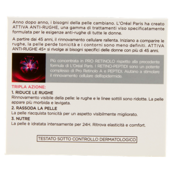L'Oréal Paris Attiva Anti-Rughe Crema Viso 45+, Trattamento Intensivo Anti-rughe, 50 ml