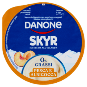 DANONE Skyr, Yogurt Ispirato All'Islanda, 0% Grassi,Cremoso,Ricco In Proteine, Pesca&Albicocca, 150g