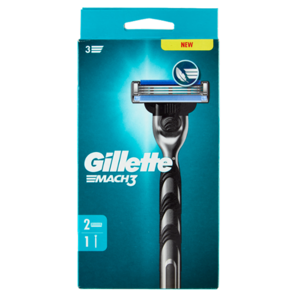 Gillette Mach3 Rasoio da Uomo a 3 Lame, 1 Manico + 2 Lamette