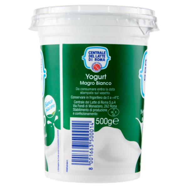 Centrale del Latte di Roma Zero Grassi Yogurt Magro Bianco 500 g