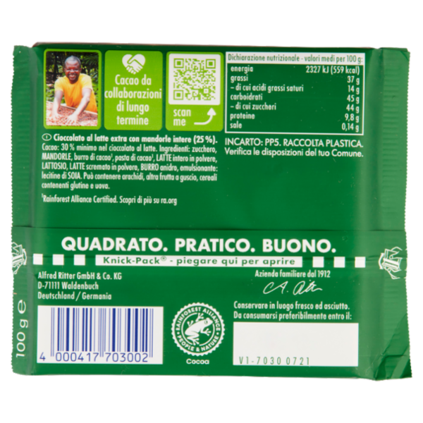 Ritter Sport Special Nuts Mandorle Intere 100 g