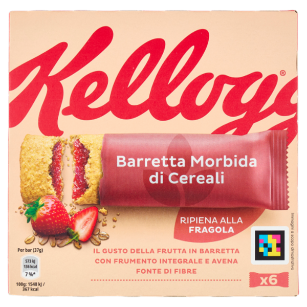 Kellogg's Barretta Morbida di Cereali Ripiena alla Fragola 6 x 37 g