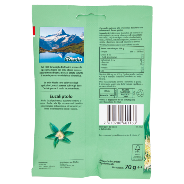 Ricola Eucaliptolo 70 g