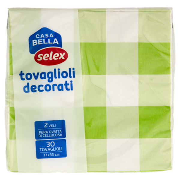 Selex Casa Bella Tovaglioli 2 Veli 33X33 cm Decoro Damier Kiwi 30 pezzi