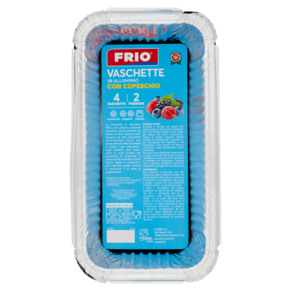 Frio Vaschette in Alluminio con Coperchio 2 Porzioni 4 pz