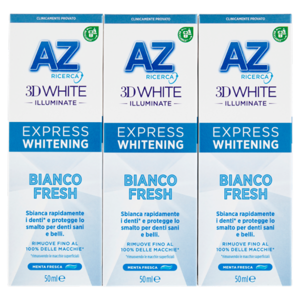 AZ Ricerca Dentifricio 3D White Illuminate Express Whitening Bianco Fresh 3 x 50 ml