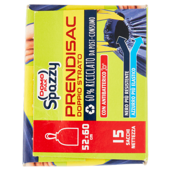 Domopak Spazzy Prendisac Doppio Strato con Antibatterico 30 lt Pattumiera Media 52x60 cm 15 pz