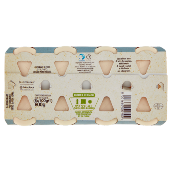 DANACOL Yogurt da bere, Riduce il Colesterolo grazie agli Steroli Vegetali, Bianco Naturale, 8x100g