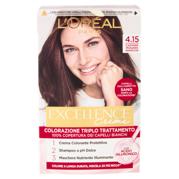 L'Oréal Paris Excellence Creme Colorazione Triplo Trattamento, Castano Mogano Ghiaccio 4.15