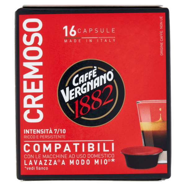 Caffè Vergnano 1882 Cremoso Capsule Compatibili Lavazza a Modo Mio* 16 x 7,5 g