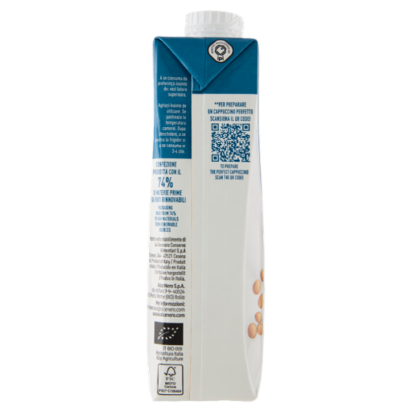 alce nero Bevanda Vegetale a Base di Soia Senza Zuccheri Aggiunti Barista** 500 ml