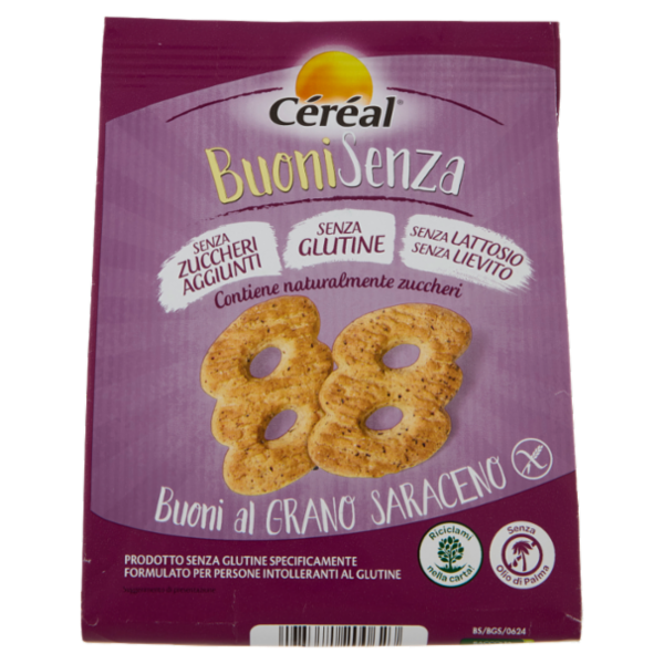 Céréal Biscotti BuoniSenza Buoni al Grano Saraceno, Senza Glutine, Senza Zuccheri aggiunti 200 g