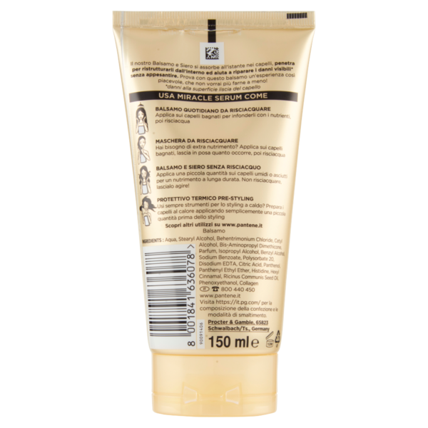 Pantene Balsamo e Siero Capelli con Proteina Miracle Serum Multi-Nutriente Forti & Folti 150 ml