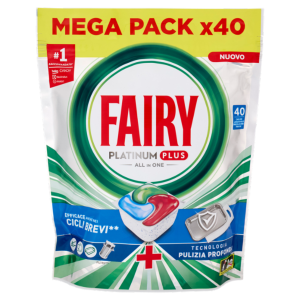 Fairy Pastiglie Lavastoviglie Platinum Plus All in One, Detersivo Piatti Brezza di Erbe Fresche, 40
