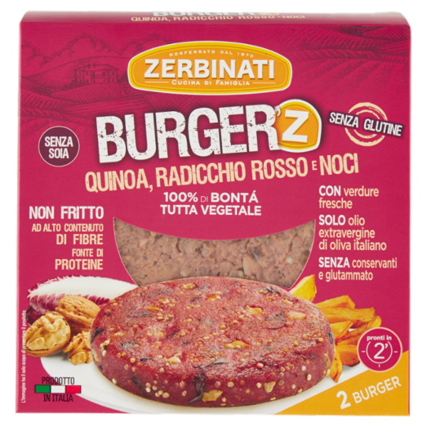 Zerbinati Burger'Z Quinoa, Radicchio Rosso e Noci 2 x 110 g