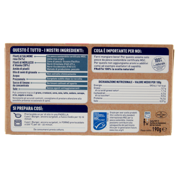 FRoSTA Burger di Salmone e Merluzzo 190 g