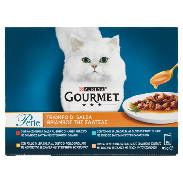 PURINA GOURMET Perle Trionfo di Salsa Manzo / Pollo / Tonno / Salmone 8 x 85 g