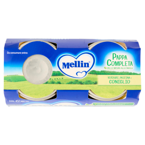 MELLIN Pappa Completa, Pastina Verdure Coniglio, dal 6° mese, 2x250g