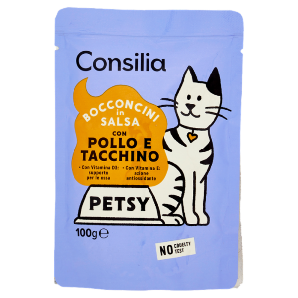 Consilia Petsy Gatto Bocconcini con Pollo e Tacchino 100 g