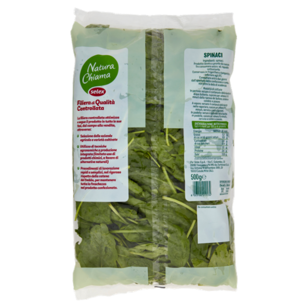 Selex Natura Chiama Spinaci Lavati e Pronti da Cuocere 500 g
