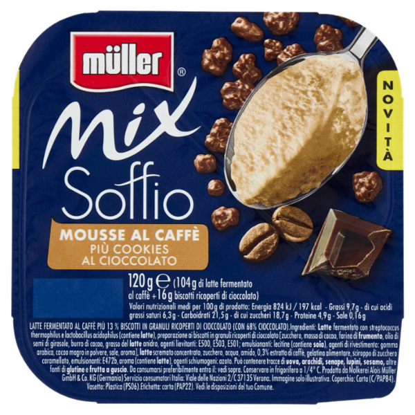 müller Mix Soffio Mousse al Caffè Più Cookies al Cioccolato 120 g