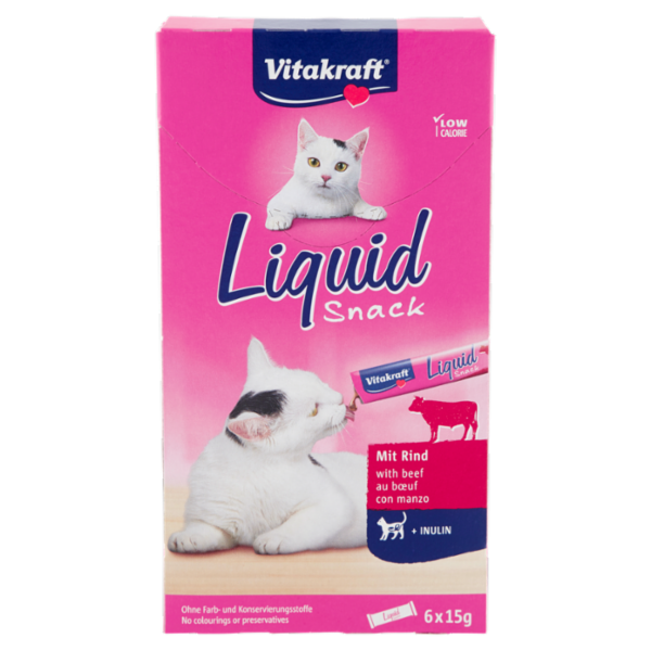 Vitakraft Liquid Snack con manzo + Inulin 6 x 15 g