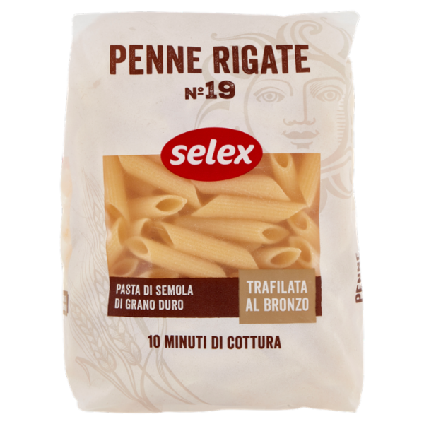 Selex Pasta di Semola Trafilata al Bronzo Penne Rigate 500 g