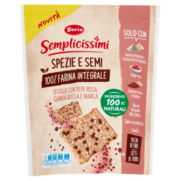 Doria Semplicissimi Spezie e Semi Sfoglie con Pepe Rosa, Quinoa Rossa e Bianca 130 g