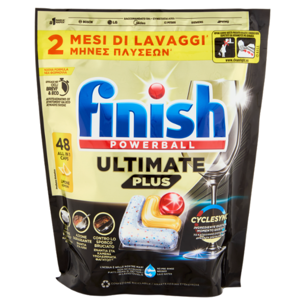 Finish Ultimate Plus Limone pastiglie lavastoviglie 48 lavaggi 585,6 g