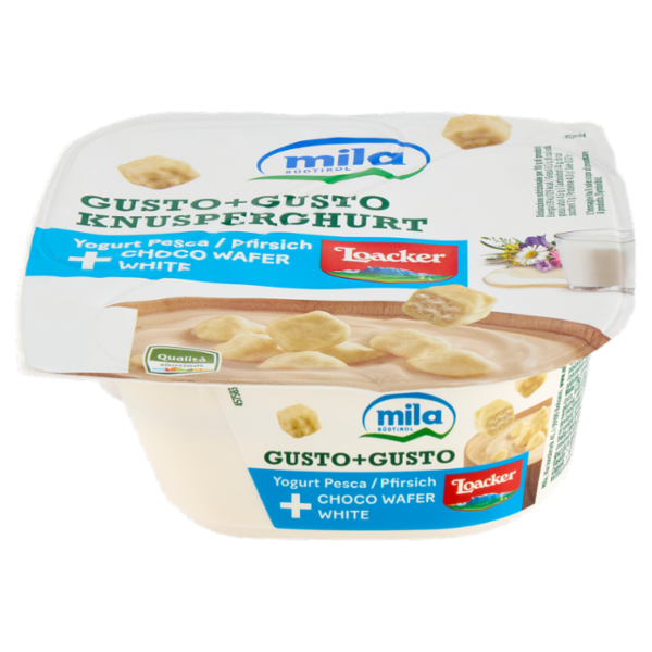 mila Gusto+Gusto Yogurt Pesca + Choco Wafer White 150 g