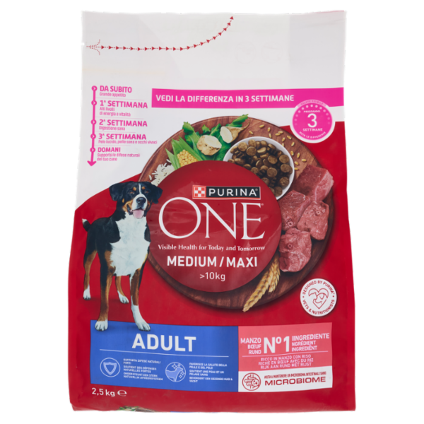 PURINA ONE Medium/Maxi Adult Manzo e Riso 2,5kg