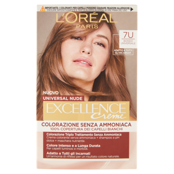 L'Oreal Paris Colorazione permanente senza ammoniaca, Riflesso Universale, Biondo 7U
