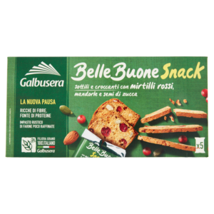 Galbusera BelleBuone Snack Sottili e Croccanti Con Mirtilli Rossi, Mandorle e Semi Di Zucca 5 x 30 g