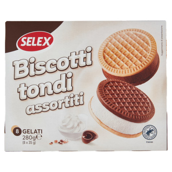 Selex 8 Biscotti Tondi Ripieni di Gelato Assortiti 280 g