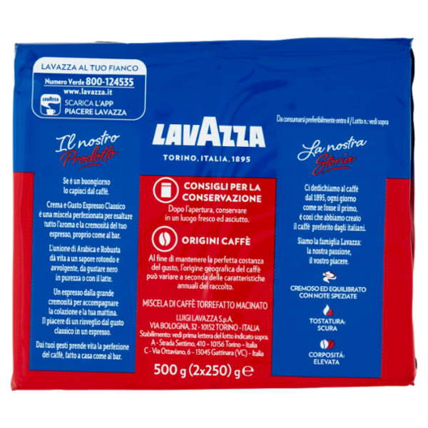 Lavazza Crema e Gusto Espresso Classico Caffè Macinato 2 x 250 g