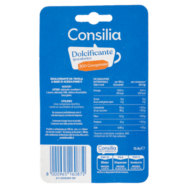 Consilia Dolcificante Ipocalorico 300 Compresse 12,6 g