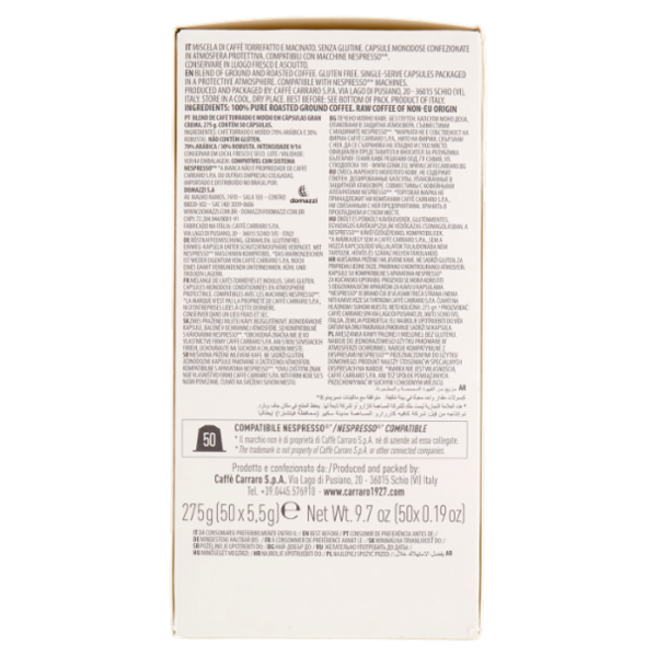 Carraro Gran Crema Aluminium Coffee Capsules 50 x 5,5 g