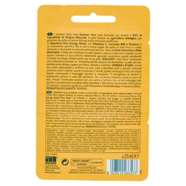 Geomar Maschera Viso 5 minuti Energy Boost 2 x 7,5 mL