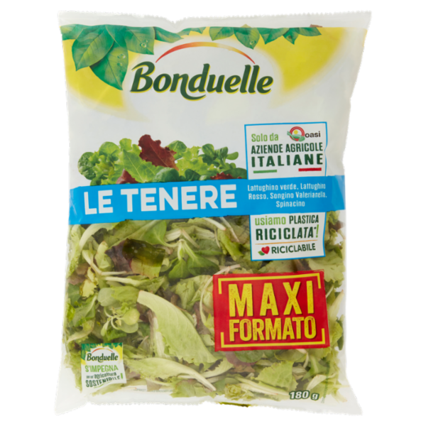 Bonduelle le Tenere Lattughino verde, Lattughino Rosso, Songino Valerianella, Spinacino 180 g