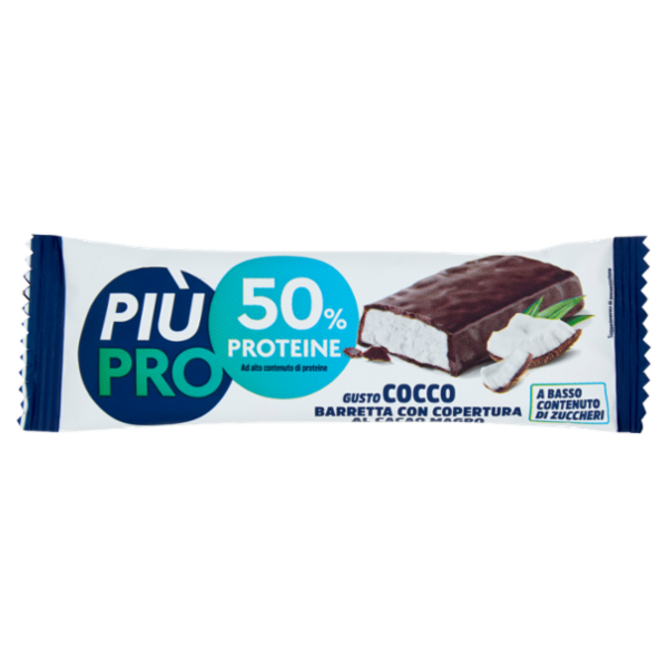 Piùpro Barrette Proteiche Gusto Cocco con Copertura al Cioccolato Magro 40 g