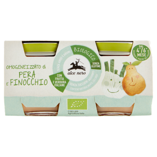 alce nero Omogeneizzato di Pera e Finocchio 2 x 80 g