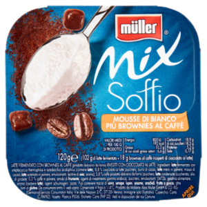 Müller Mix Soffio Mousse Di Bianco Più Brownies Al Caffè 120 g