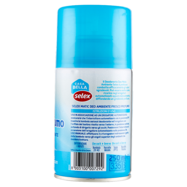 Selex Casa Bella Deodorante Ambiente per Erogatore Automatizzato Ricarica Fresco Profumo 250 ml