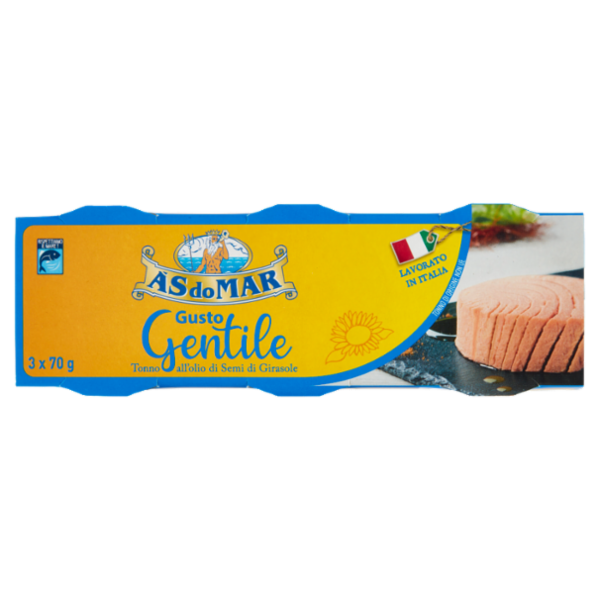 Asdomar Gusto Gentile Tonno all'olio di Semi di Girasole 3 x 70 g
