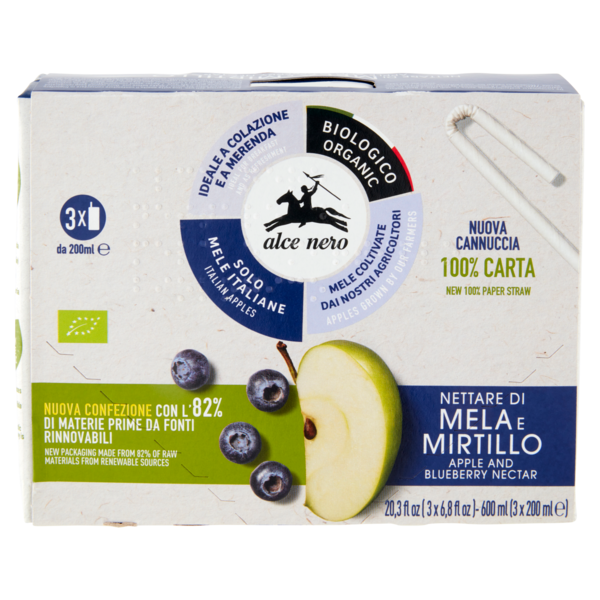 alce nero Nettare di Mela e Mirtillo 3 x 200 ml