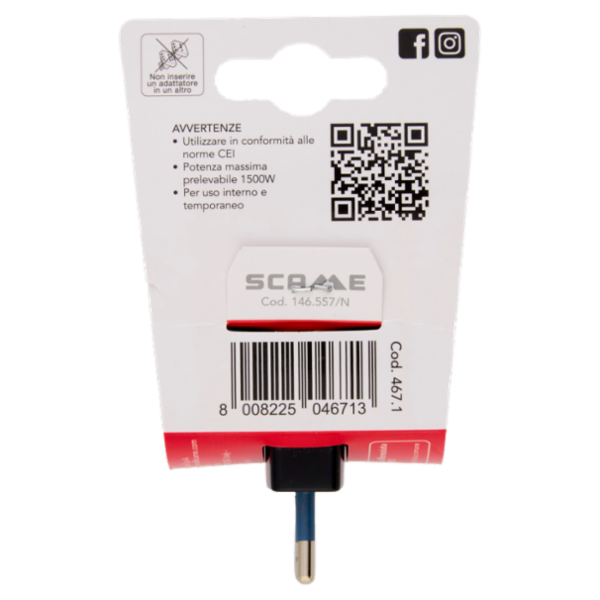 Scame Adattatore Multiplo 10A Spina e 2 prese 10A, 1 presa 10-16A, 2P+T 250V