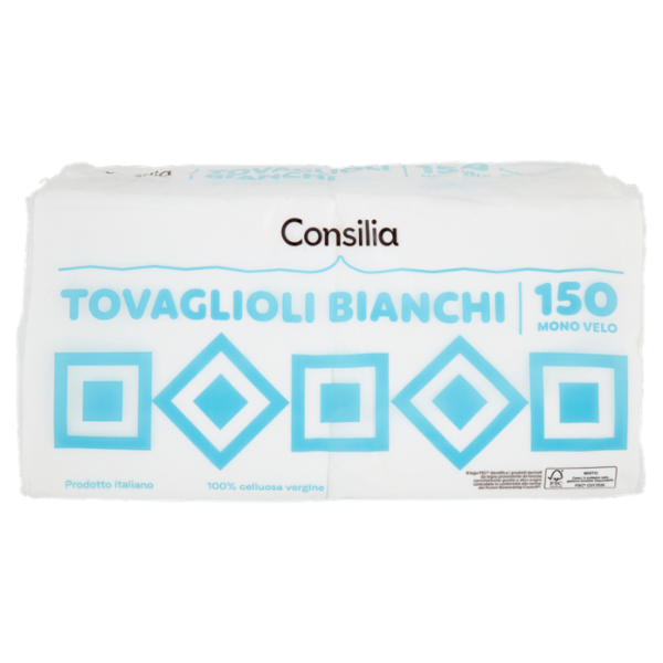 Consilia Tovaglioli 1 Velo 33x33 cm Bianchi 150 pezzi