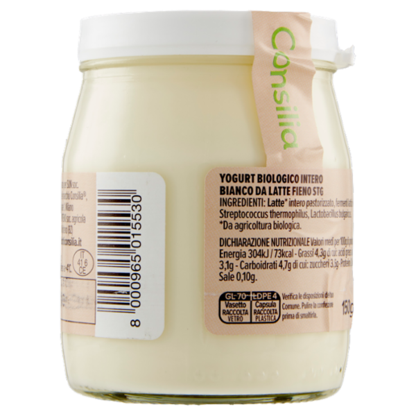 Consilia Yogurt Intero Bianco Biologico 150 g