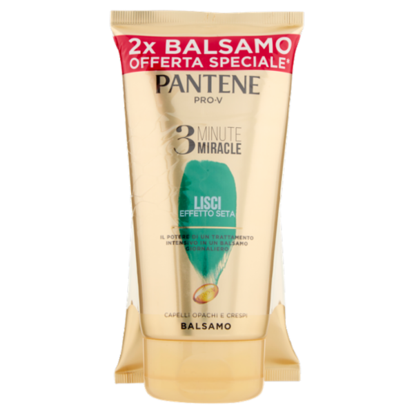 Pantene Pro-V 3 Minute Miracle Balsamo Lisci Effetto Seta 2x150 ml
