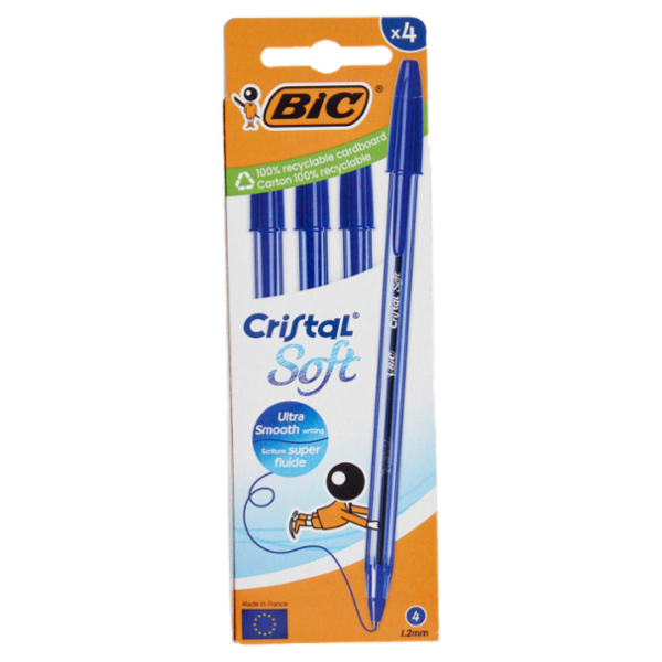 Bic Cristal Soft Penna a sfera Blu 1,2mm 4 pz